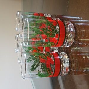 Vintage Libby and Holly Christmas Glasses set of 6